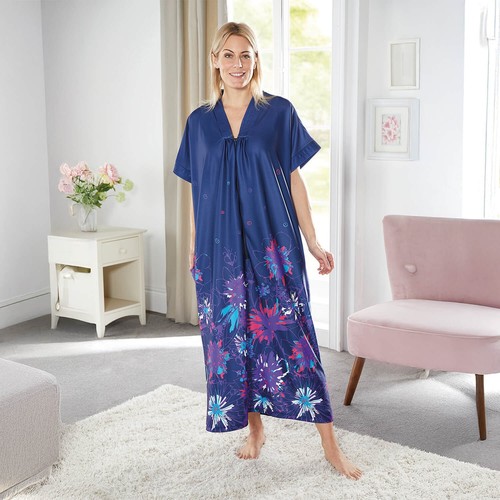 Navy zip front kaftan - front, �