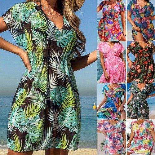 Tropical print swimdress beach - tropical,
