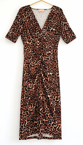 Women leopard print neck - print, v-neck