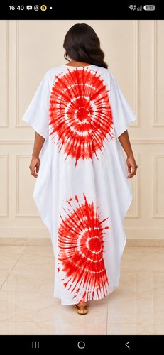 Orange white batik long - &white,