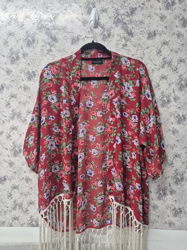 Mitoshop red floral fringed - mitoshop,