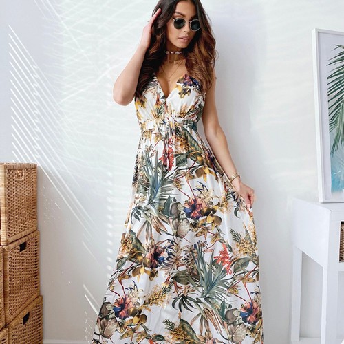 Women floral boho midi dress - women,