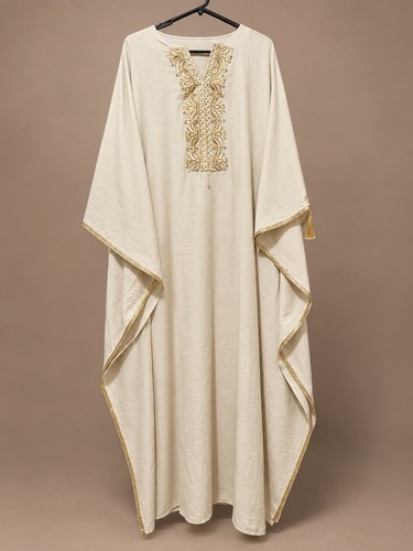 Flowy fancy abaya beige - abaya,