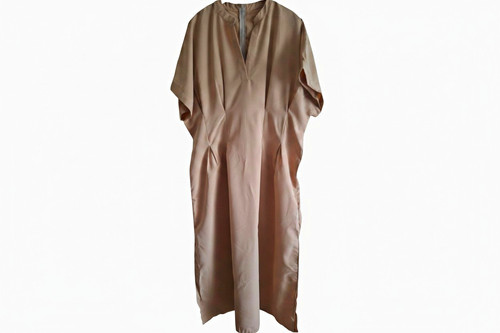 Beige satin neck kimono - beige, v-neck