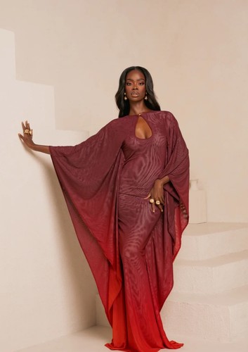 Offure dawn red kaftan mesh - red,