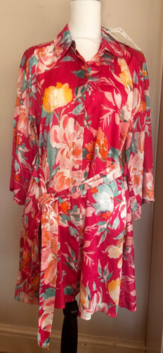 Floral printed belted shirt