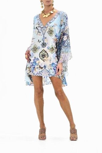 Sky blue floral kaftan - kaftan, dress