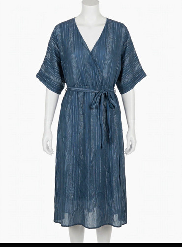 Women blue wrap midi - blue, dress
