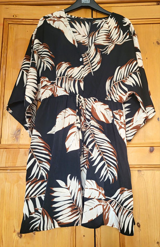 Shein black leaf - black, print