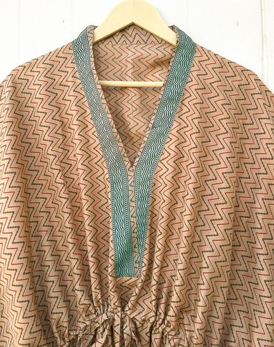 Pure silk kaftan beige long - kaftan,