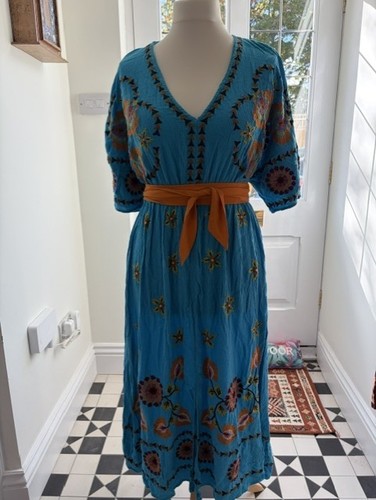 Embroidered boho kaftan - , midi