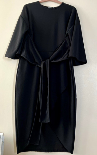 Boohoo black crepe shift - crepe, dress