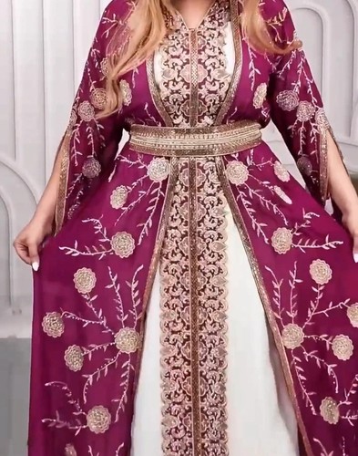 Moroccan pink sparkling kaftan - pink,